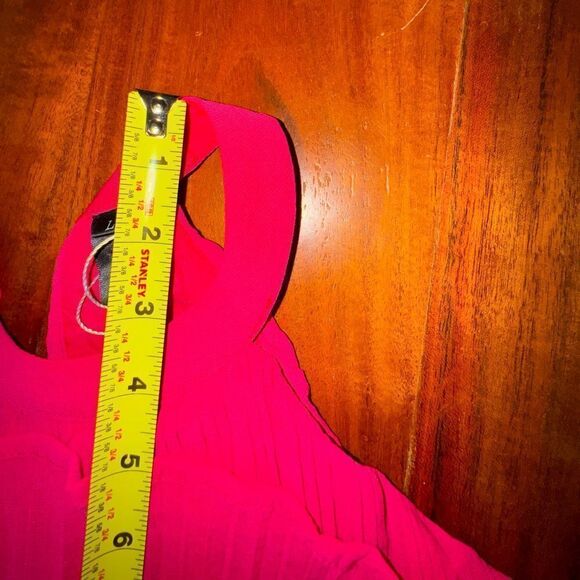 ZESICA SLEEVELESS HALTER TIE NECK RUFFLE TIERED MIDI DRESS IN PINK NWT SZ LARGE - Picture 9 of 16